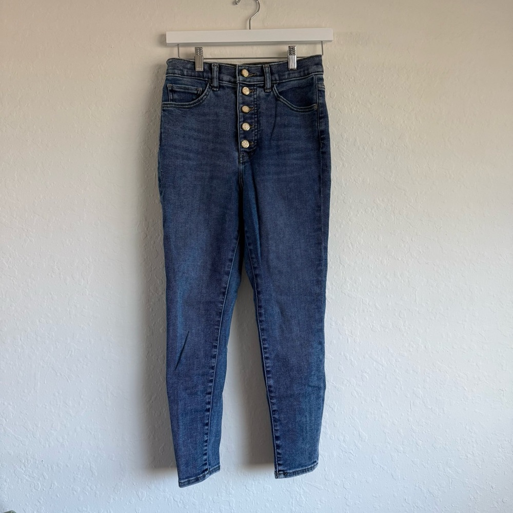 Express Pearl Detail Button-Fly Jeans